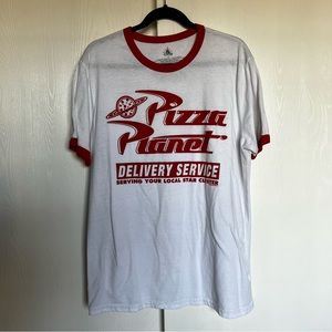 Disney Pixar “Pizza Planet” Graphic Ringer Style T-Shirt Size Large